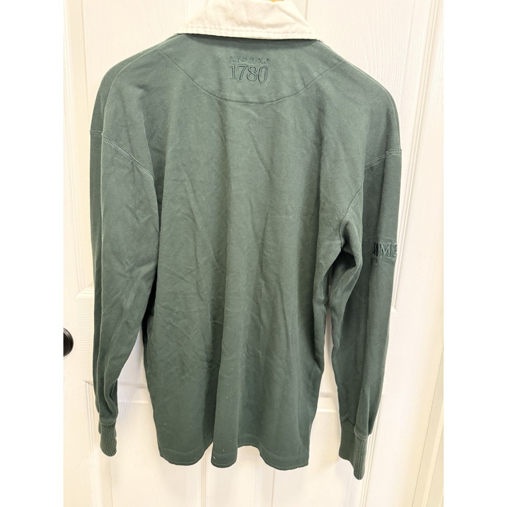Jameson Whiskey Green Embroidered Long Sleeve Rugby Polo Shirt Men's Medium - Picture 3 of 14